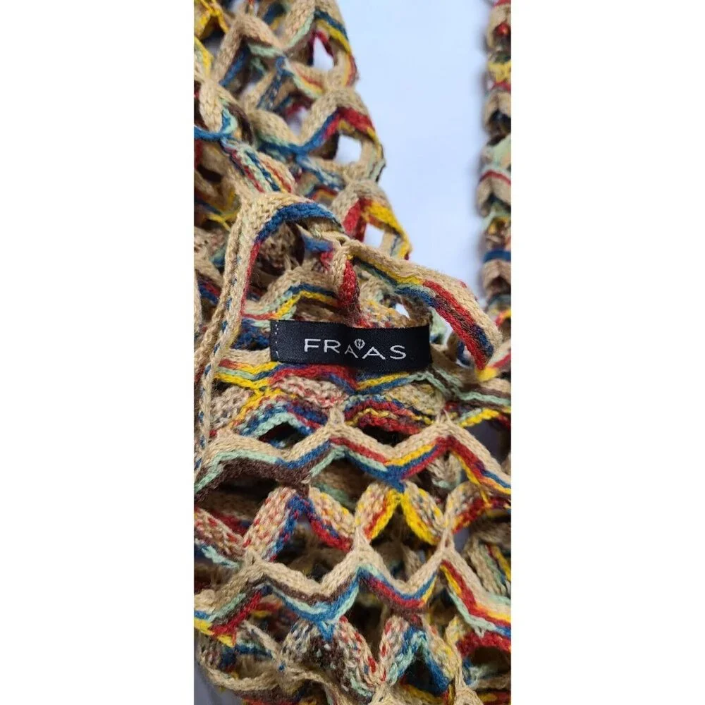 FRAAS Womens Multicolor Fringed Open Knit Loop Scarf Boho Lagenlook Casual Fall